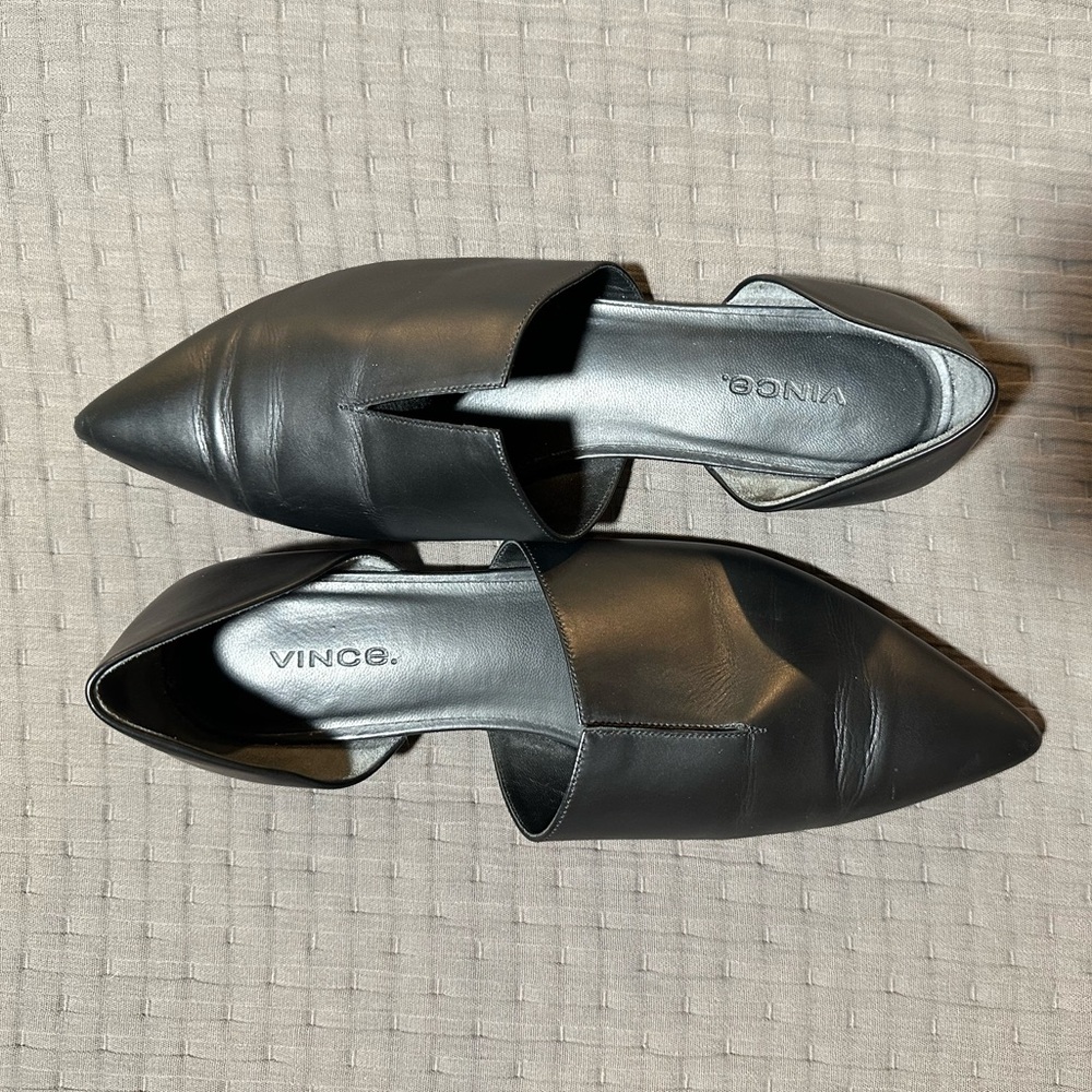 Vince Darlington D’Orsay Black Leather Mules flats
